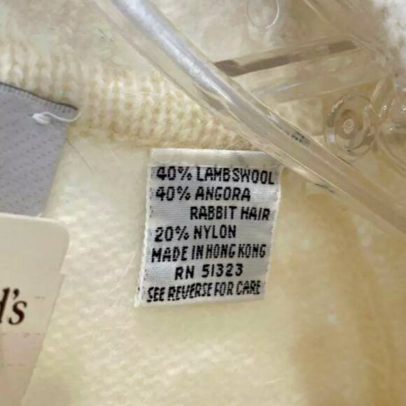 NEW VTG 80s 90s Lambswool Angora Short Sleeve Sweater Pullover Ivory Women's L - Picture 7 of 10